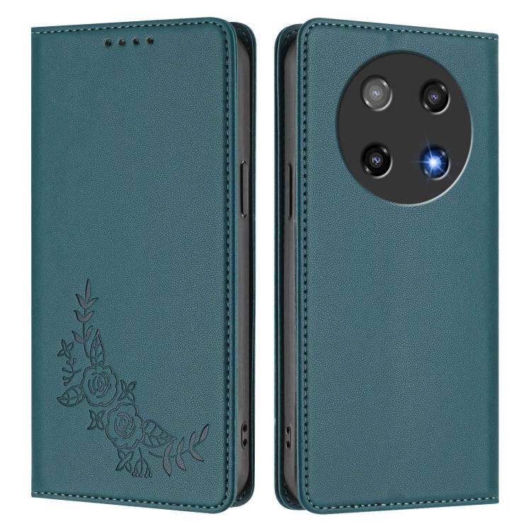 For Coolpad C16 Peony Embossed Magnetic RFID Vegan Leather Phone Case