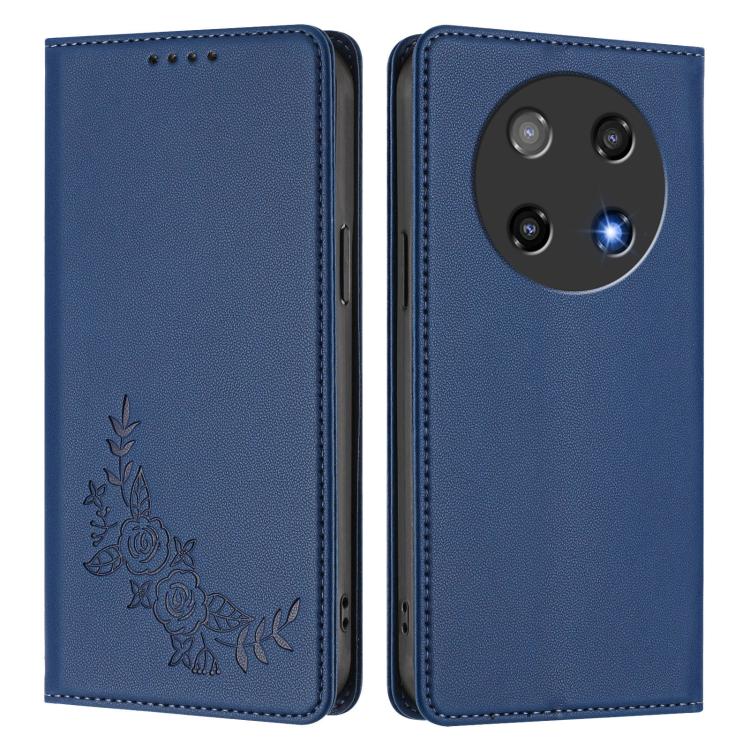 For Coolpad C16 Peony Embossed Magnetic RFID Vegan Leather Phone Case