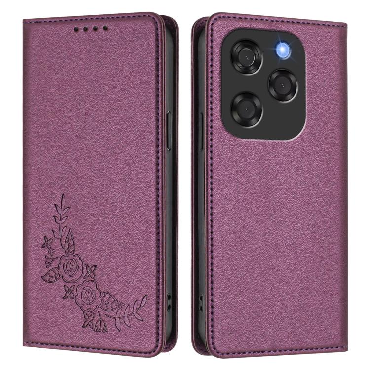 For Coolpad X100 Peony Embossed Magnetic RFID Vegan Leather Phone Case