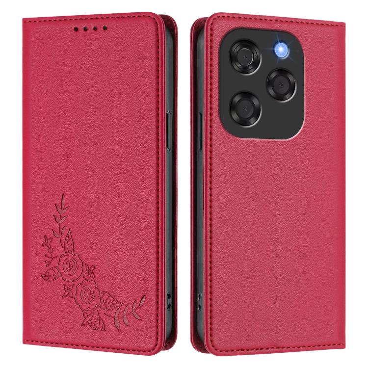 For Coolpad X100 Peony Embossed Magnetic RFID Vegan Leather Phone Case