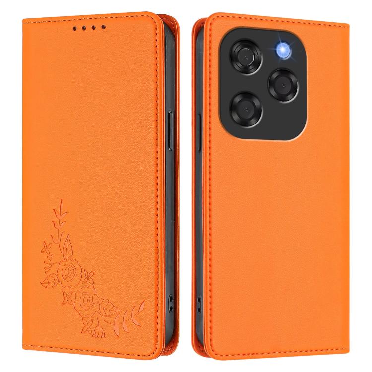 For Coolpad X100 Peony Embossed Magnetic RFID Vegan Leather Phone Case