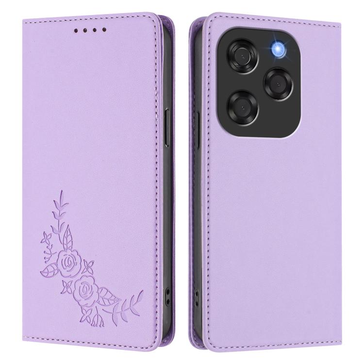 For Coolpad X100 Peony Embossed Magnetic RFID Vegan Leather Phone Case