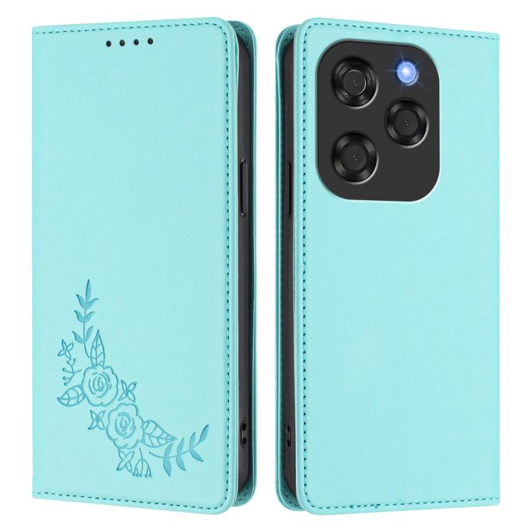 For Coolpad X100 Peony Embossed Magnetic RFID Vegan Leather Phone Case