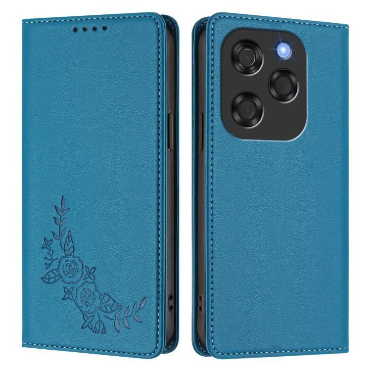 For Coolpad X100 Peony Embossed Magnetic RFID Vegan Leather Phone Case