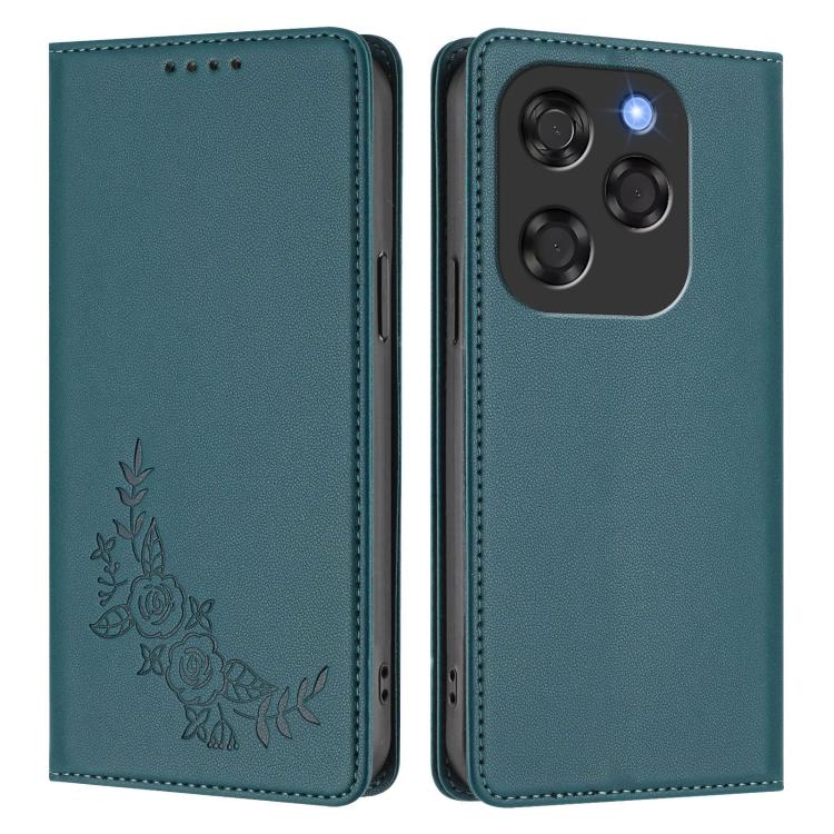 For Coolpad X100 Peony Embossed Magnetic RFID Vegan Leather Phone Case