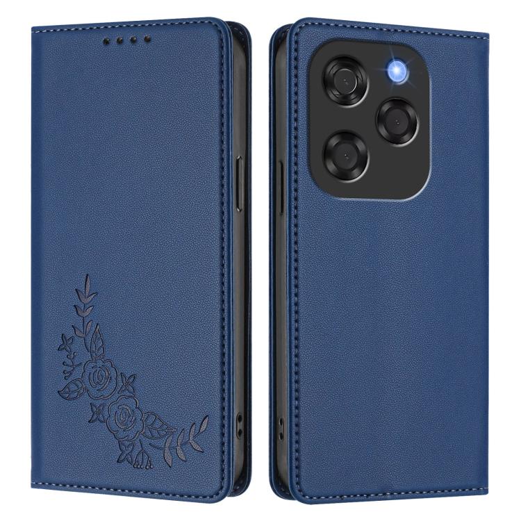 For Coolpad X100 Peony Embossed Magnetic RFID Vegan Leather Phone Case