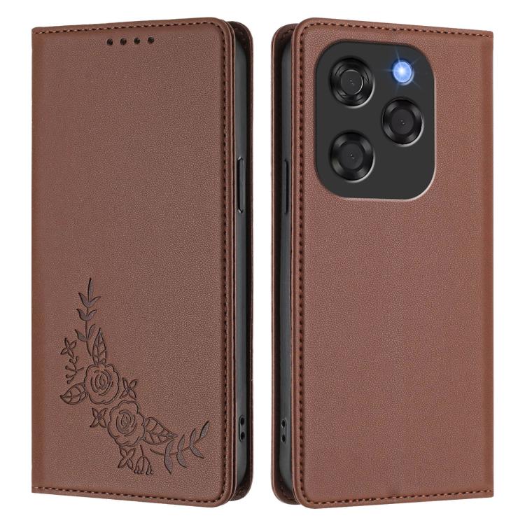For Coolpad X100 Peony Embossed Magnetic RFID Vegan Leather Phone Case