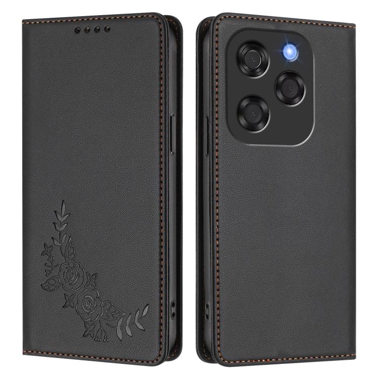 For Coolpad X100 Peony Embossed Magnetic RFID Vegan Leather Phone Case