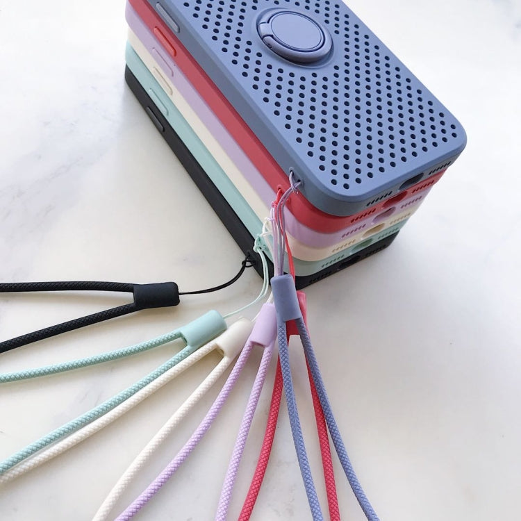 For iPhone 11 Pro Liquid Silicone Shockproof Cooling Mesh Case with Magnetic Ring Holder & Lanyard