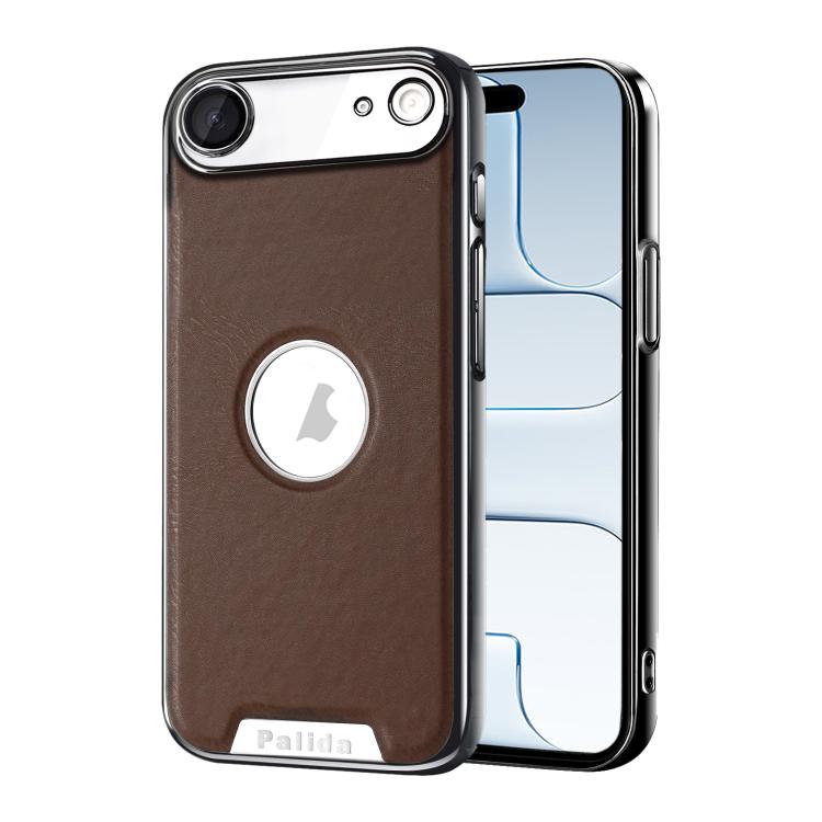 For iPhone Air Palida Electroplated Mecha-Style Vegan Leather Shockproof Phone Case