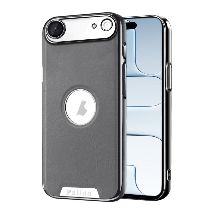 For iPhone Air Palida Electroplated Mecha-Style Vegan Leather Shockproof Phone Case