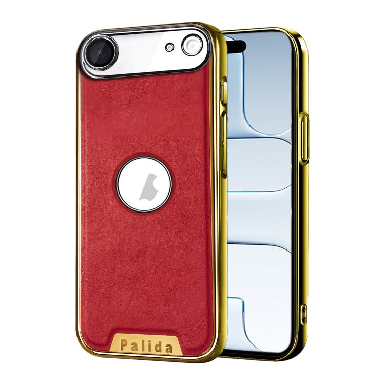 For iPhone Air Palida Electroplated Mecha-Style Vegan Leather Shockproof Phone Case