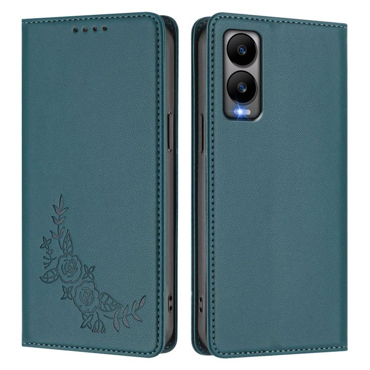 For Cricket Debut s3 Peony Embossed Magnetic RFID Vegan Leather Phone Case