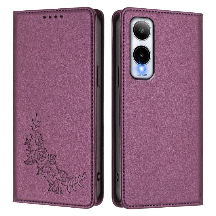 For Cricket lcon 6 Peony Embossed Magnetic RFID Vegan Leather Phone Case