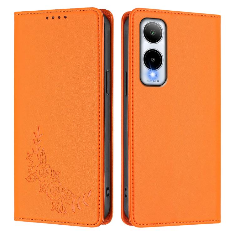 For Cricket lcon 6 Peony Embossed Magnetic RFID Vegan Leather Phone Case