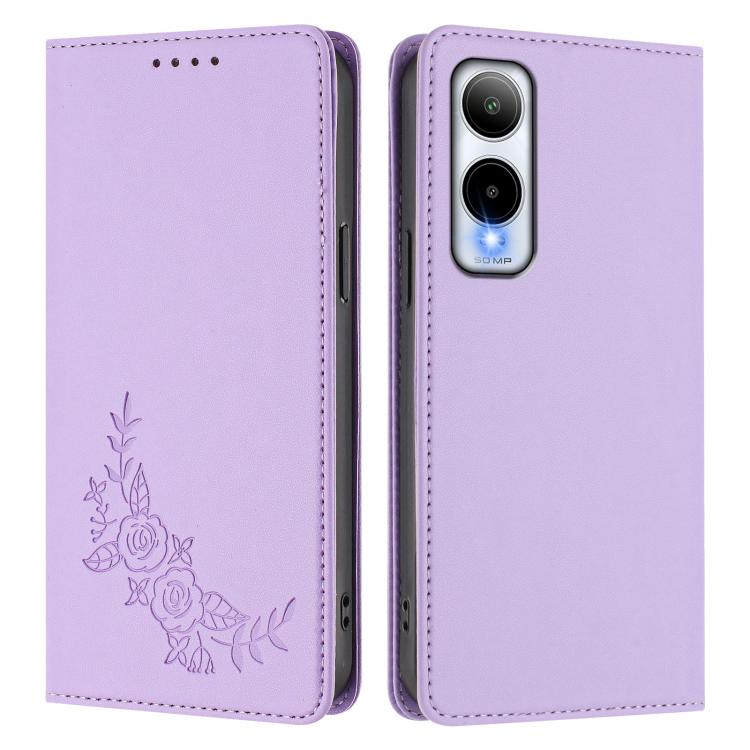 For Cricket lcon 6 Peony Embossed Magnetic RFID Vegan Leather Phone Case