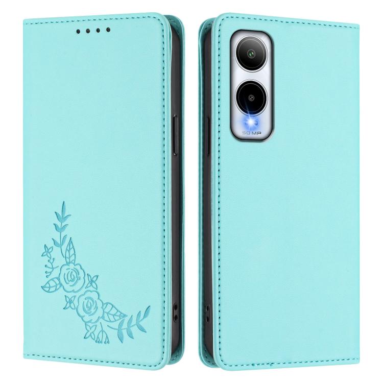For Cricket lcon 6 Peony Embossed Magnetic RFID Vegan Leather Phone Case