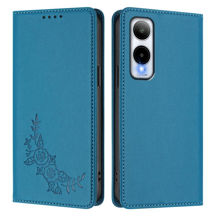For Cricket lcon 6 Peony Embossed Magnetic RFID Vegan Leather Phone Case