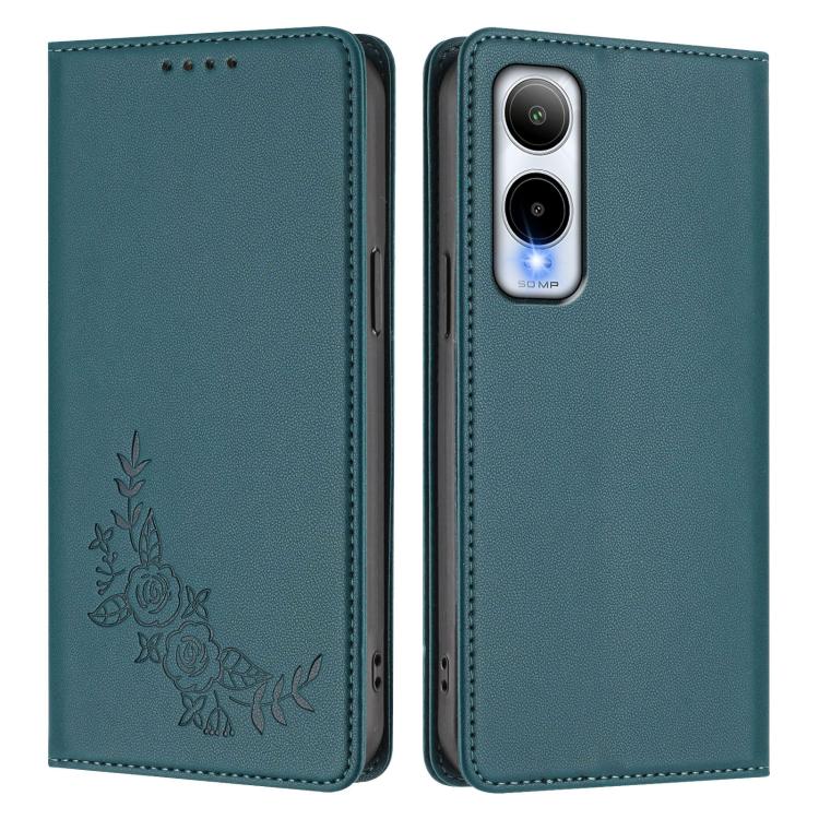 For Cricket lcon 6 Peony Embossed Magnetic RFID Vegan Leather Phone Case