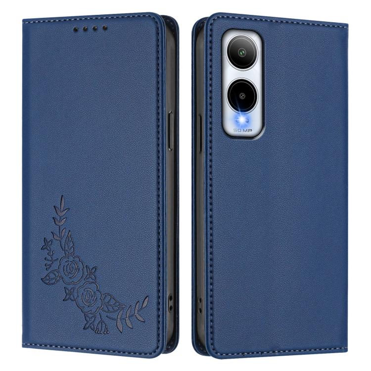 For Cricket lcon 6 Peony Embossed Magnetic RFID Vegan Leather Phone Case