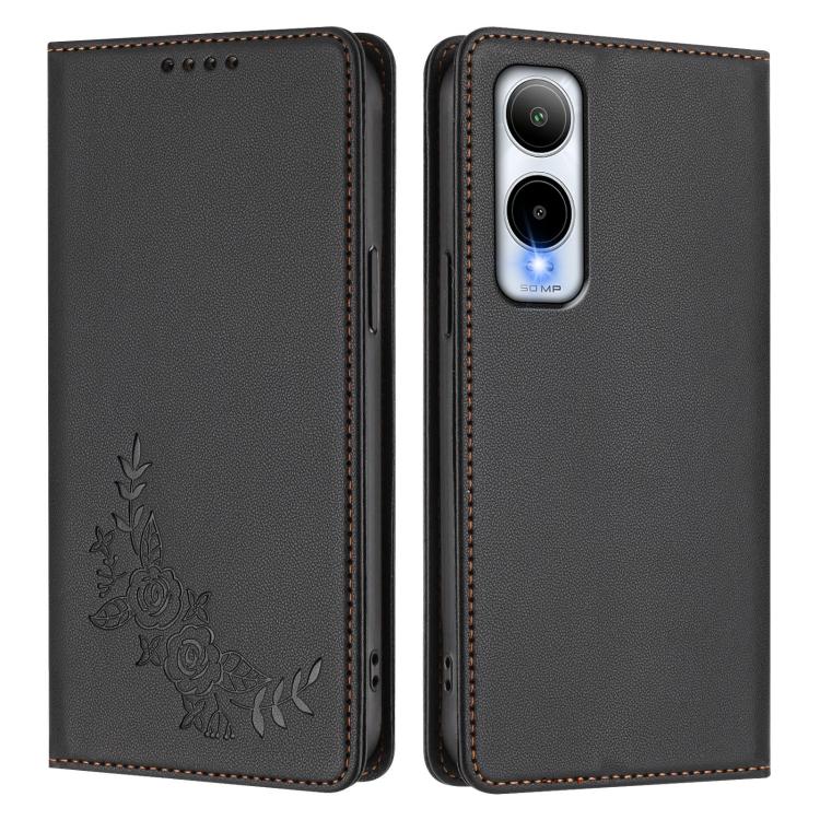 For Cricket lcon 6 Peony Embossed Magnetic RFID Vegan Leather Phone Case