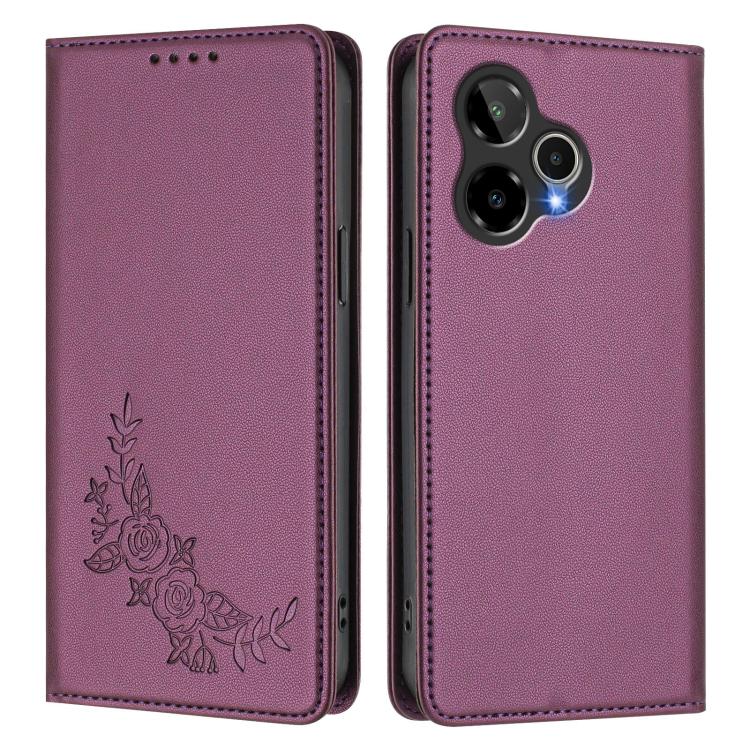 For Cricket lcon Plus2026 Peony Embossed Magnetic RFID Vegan Leather Phone Case