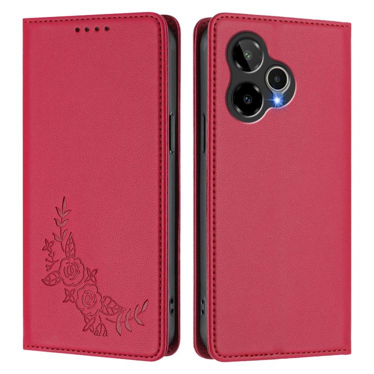 For Cricket lcon Plus2026 Peony Embossed Magnetic RFID Vegan Leather Phone Case