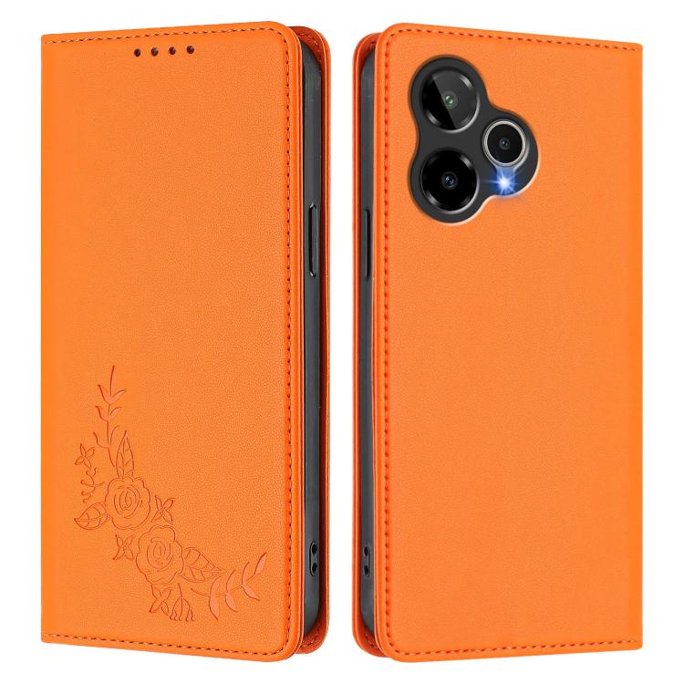 For Cricket lcon Plus2026 Peony Embossed Magnetic RFID Vegan Leather Phone Case