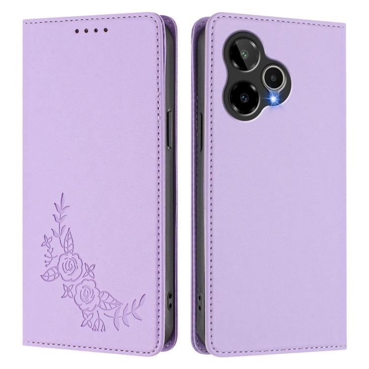 For Cricket lcon Plus2026 Peony Embossed Magnetic RFID Vegan Leather Phone Case