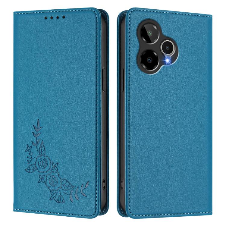For Cricket lcon Plus2026 Peony Embossed Magnetic RFID Vegan Leather Phone Case