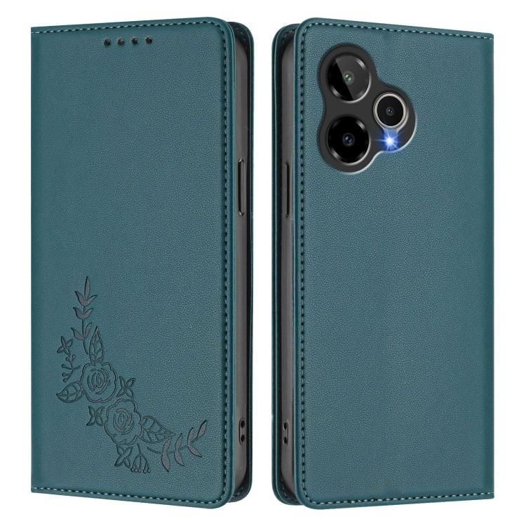 For Cricket lcon Plus2026 Peony Embossed Magnetic RFID Vegan Leather Phone Case
