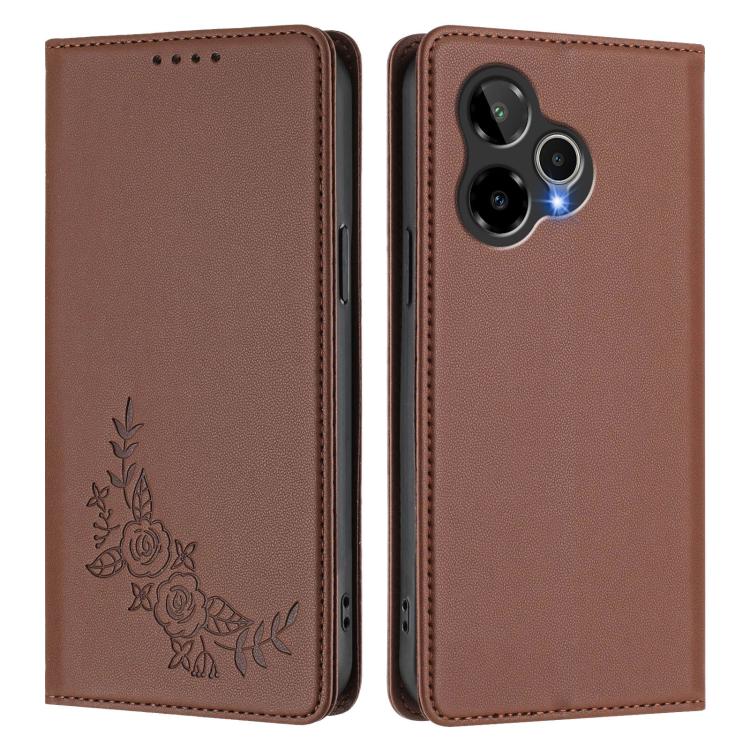 For Cricket lcon Plus2026 Peony Embossed Magnetic RFID Vegan Leather Phone Case