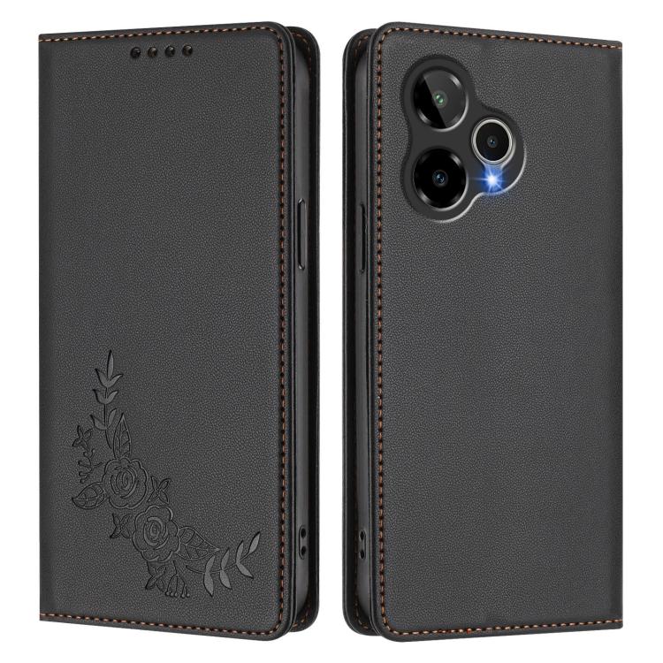 For Cricket lcon Plus2026 Peony Embossed Magnetic RFID Vegan Leather Phone Case