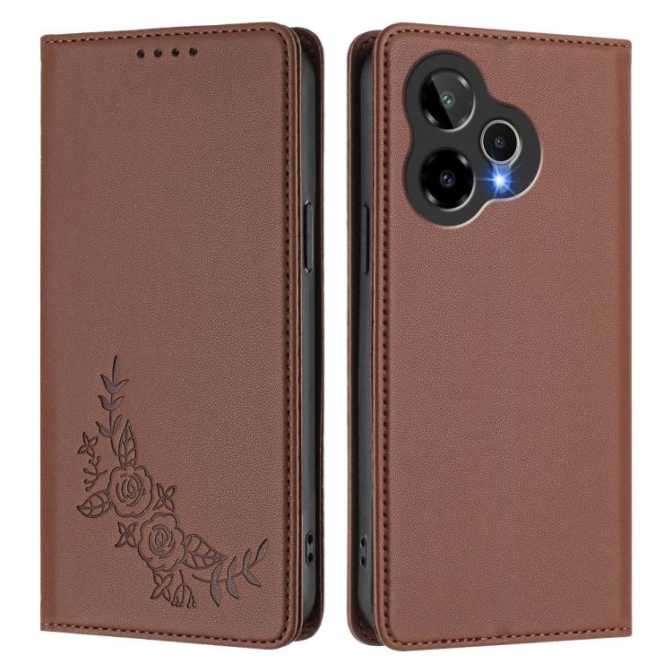 For Cricket lcon PRO 2026 Peony Embossed Magnetic RFID Vegan Leather Phone Case