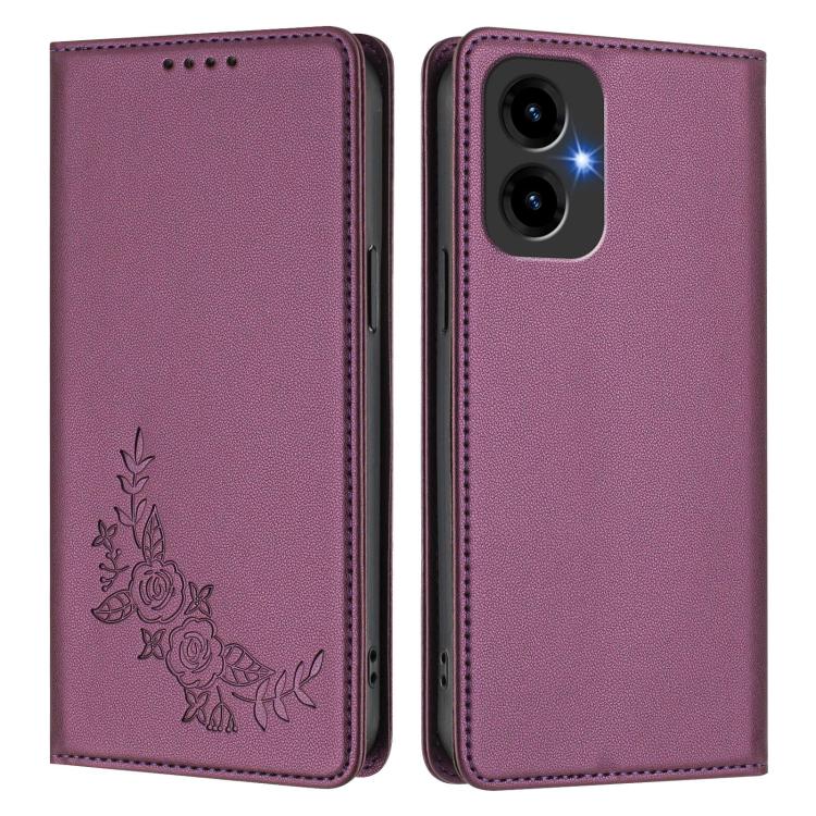 For Cricket lcon2026 Peony Embossed Magnetic RFID Vegan Leather Phone Case