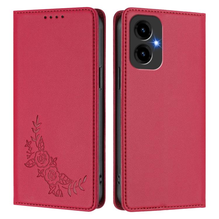 For Cricket lcon2026 Peony Embossed Magnetic RFID Vegan Leather Phone Case