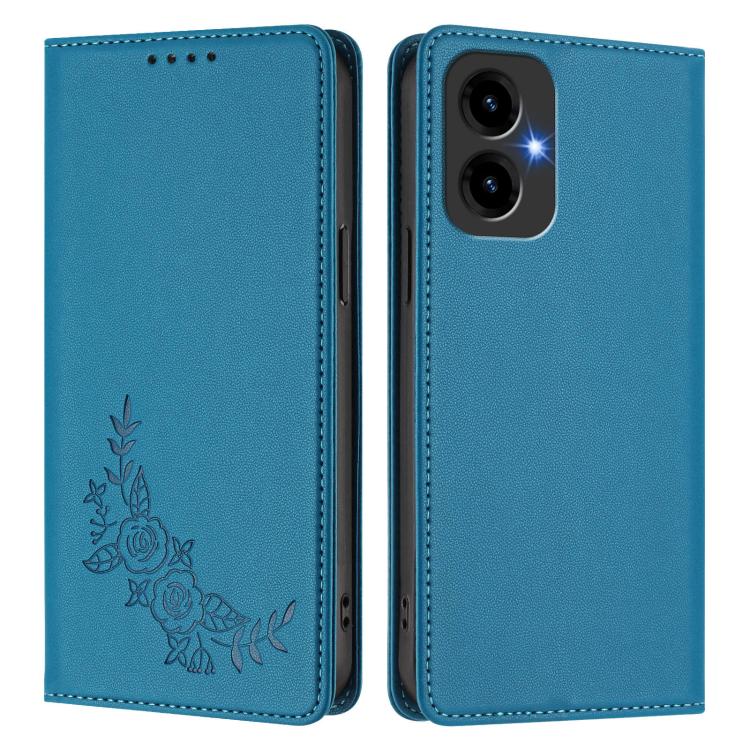 For Cricket lcon2026 Peony Embossed Magnetic RFID Vegan Leather Phone Case