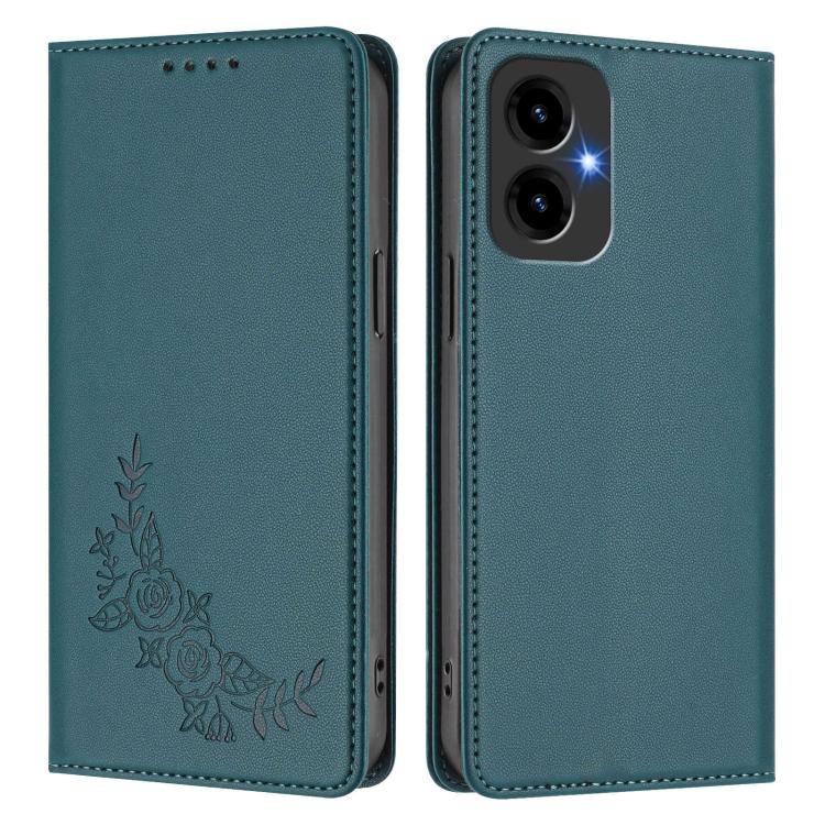 For Cricket lcon2026 Peony Embossed Magnetic RFID Vegan Leather Phone Case