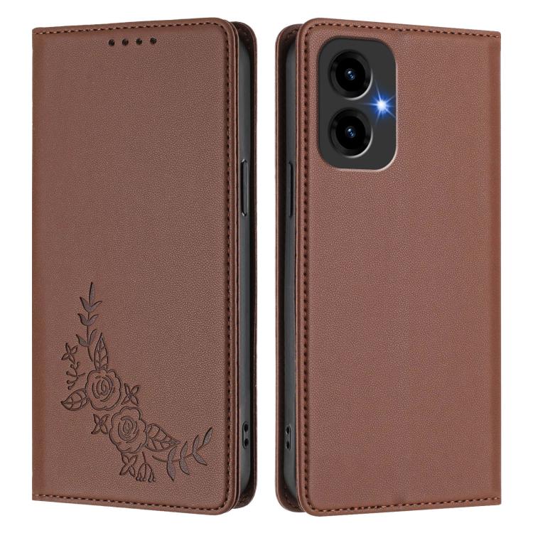 For Cricket lcon2026 Peony Embossed Magnetic RFID Vegan Leather Phone Case