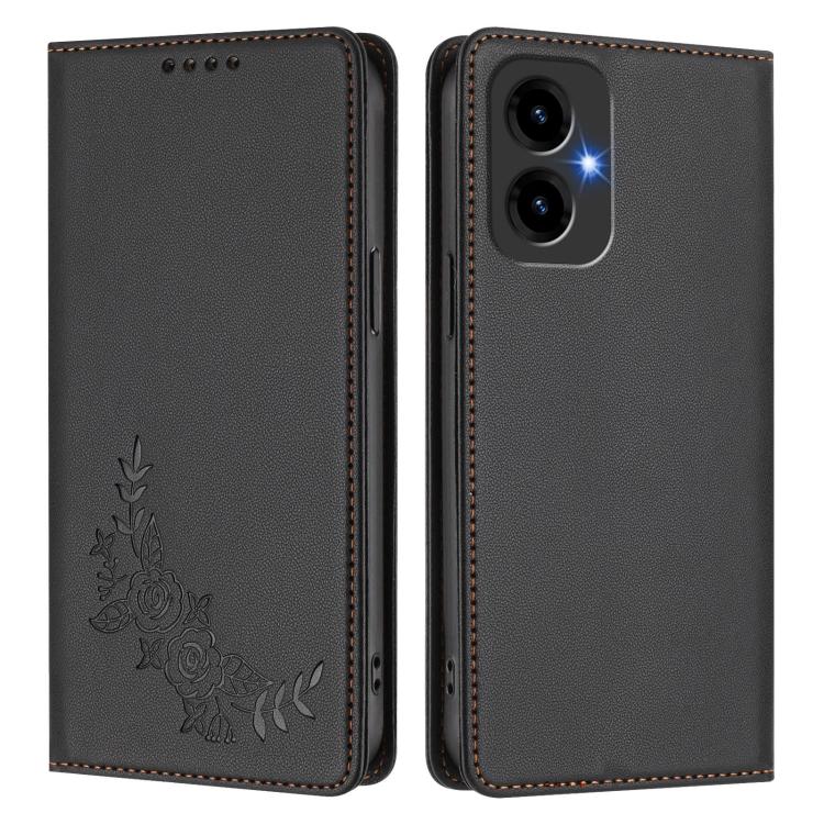 For Cricket lcon2026 Peony Embossed Magnetic RFID Vegan Leather Phone Case