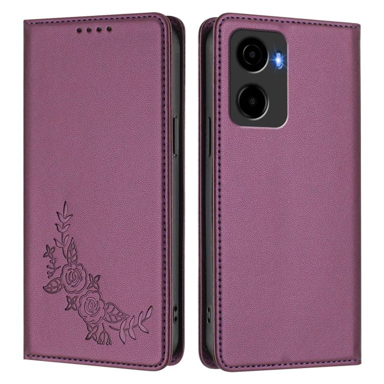For Cricket Magic 2 5G Peony Embossed Magnetic RFID Vegan Leather Phone Case