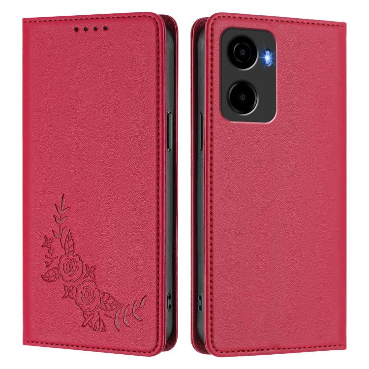 For Cricket Magic 2 5G Peony Embossed Magnetic RFID Vegan Leather Phone Case