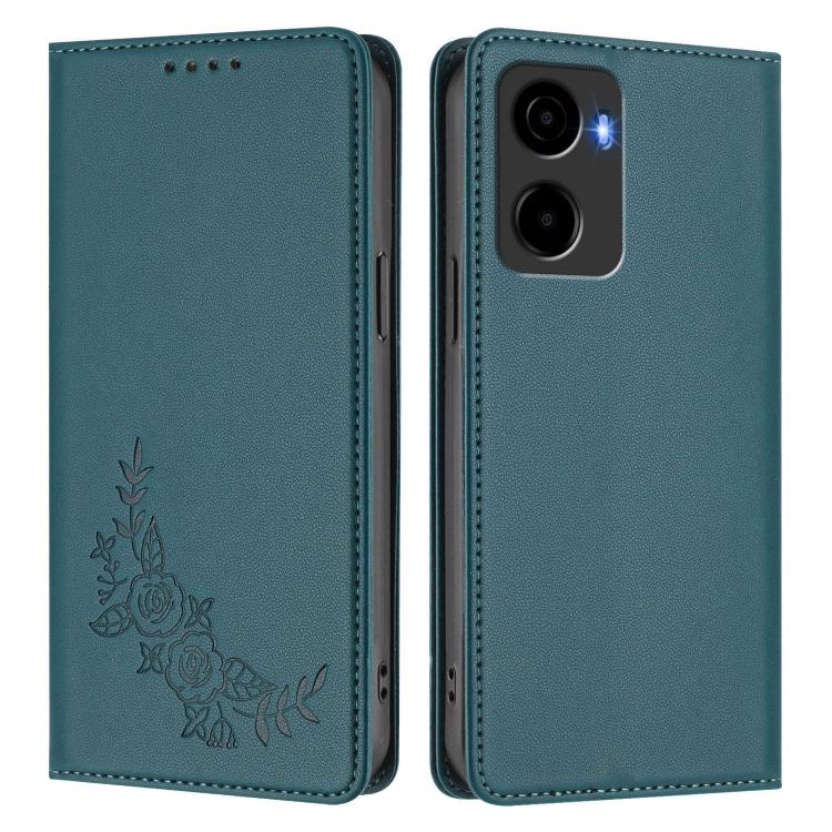 For Cricket Magic 2 5G Peony Embossed Magnetic RFID Vegan Leather Phone Case