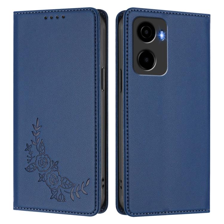 For Cricket Magic 2 5G Peony Embossed Magnetic RFID Vegan Leather Phone Case
