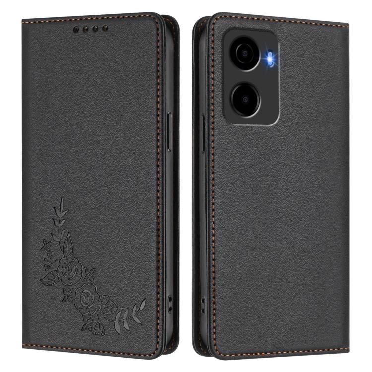 For Cricket Magic 2 5G Peony Embossed Magnetic RFID Vegan Leather Phone Case