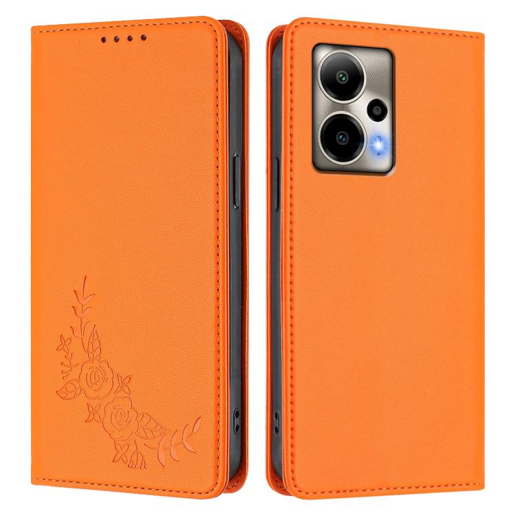For Cricket Outlast 5G 2024 Peony Embossed Magnetic RFID Vegan Leather Phone Case