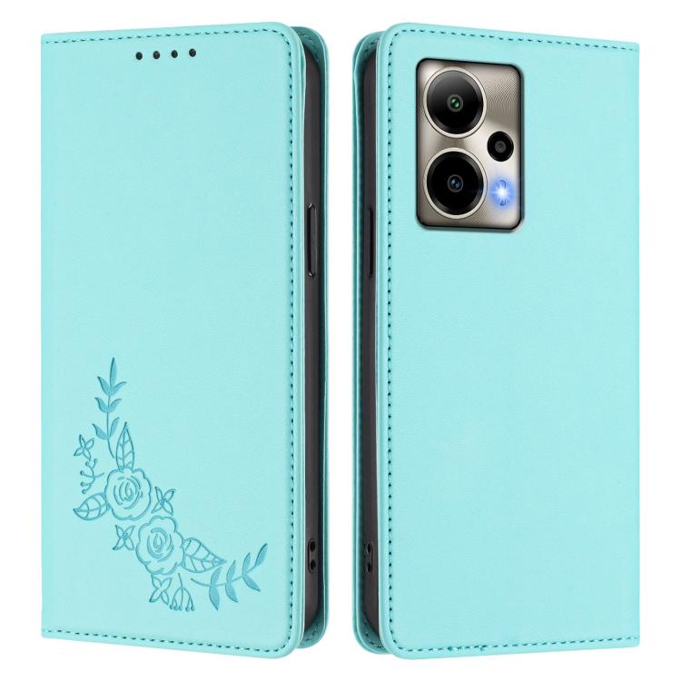 For Cricket Outlast 5G 2024 Peony Embossed Magnetic RFID Vegan Leather Phone Case