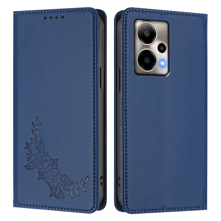 For Cricket Outlast 5G 2024 Peony Embossed Magnetic RFID Vegan Leather Phone Case