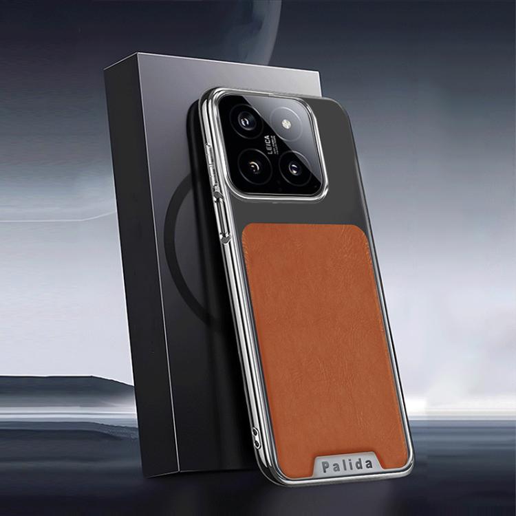 For Xiaomi 14 Pro Palida Electroplated Mecha-Style Leather Textured Shockproof Phone Case