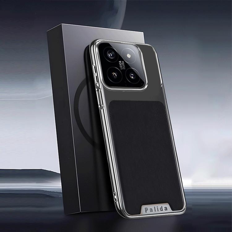 For Xiaomi 14 Pro Palida Electroplated Mecha-Style Leather Textured Shockproof Phone Case